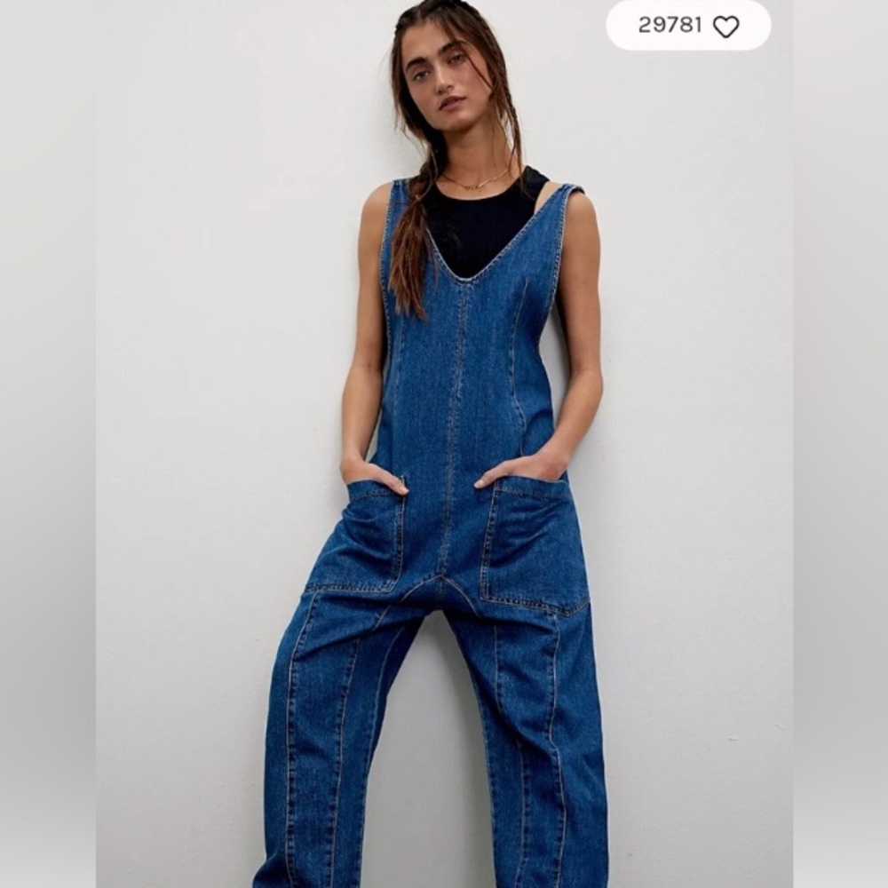 FREE PEOPLE HIGH ROLLER DENIM JUMPSUIT